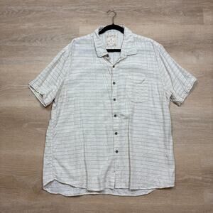 Amiani Linen Striped Button Up Casual Short Sleeve Men’s XXL Color Cream